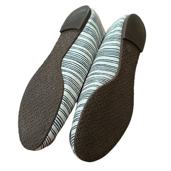 Tory Burch Reva Stripe Ballet Flat Beige Blue Snakeskin Size 8 - Picture 8 of 9